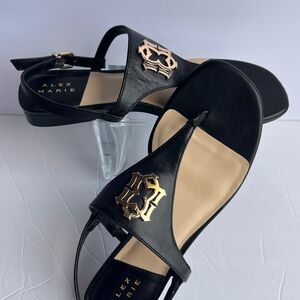 Alex Marie Black Sandals with Gold Detail. Size 7.5